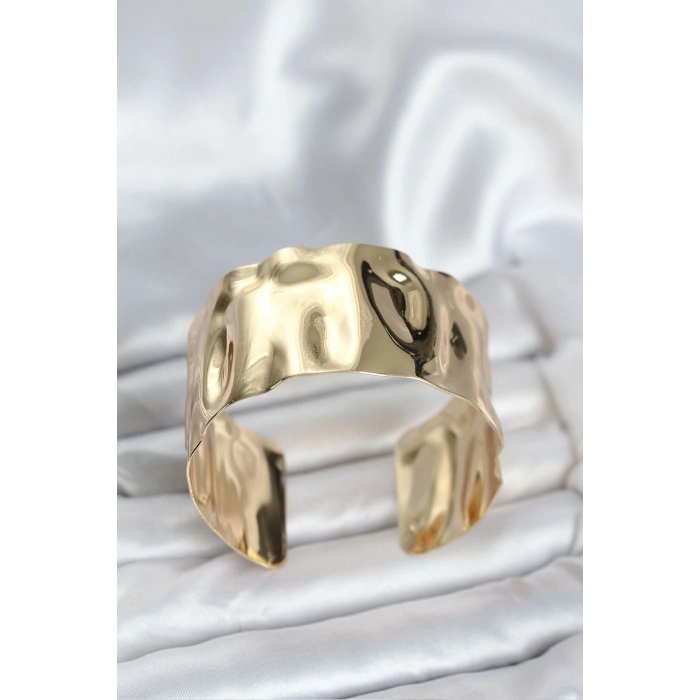 Pirinç Gold Renk Levha Model Kadın Bileklik