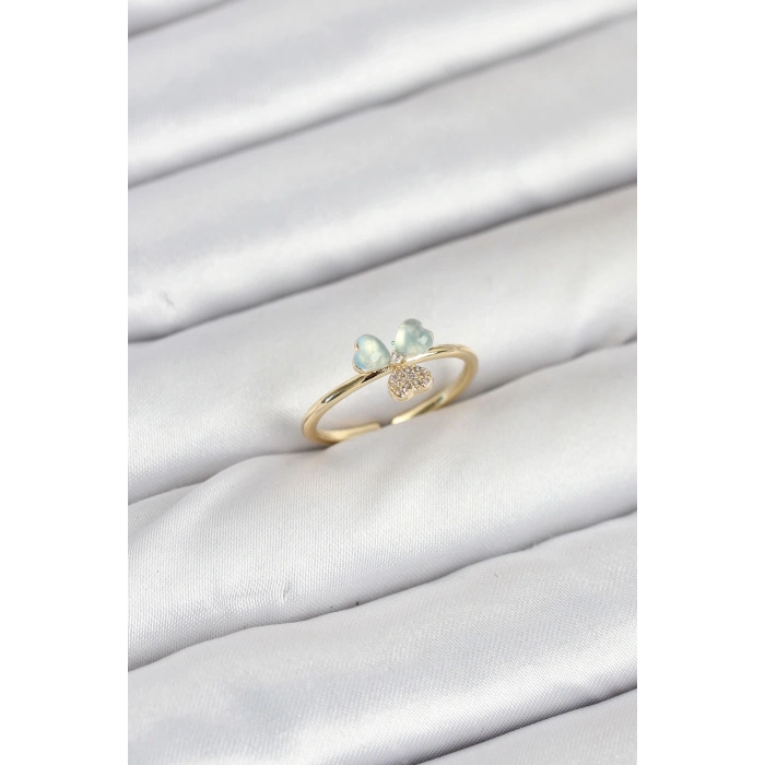 Pirinç Gold Renk Yonca Model Kadın Yüzük