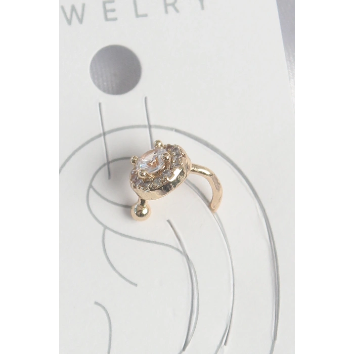 Pirinç Gold Renk Zirkon Taşlı Kadın Kıkırdak Küpe