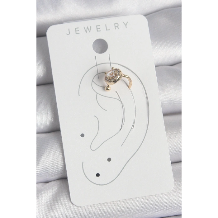 Pirinç Gold Renk Zirkon Taşlı Kadın Kıkırdak Küpe