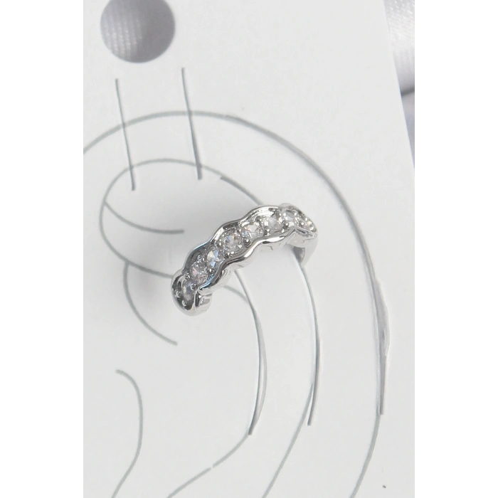 Pirinç Gümüş Renk Zirkon Taşlı Kıkırdak Model Kadın Küpe