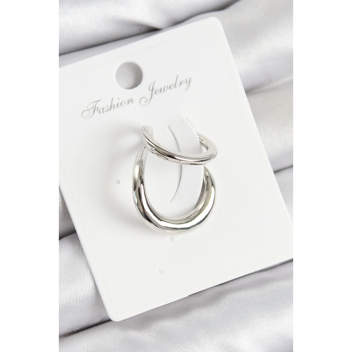 Pirinç Halka Model Gümüş Renk Sağ Kıkırdak Küpe