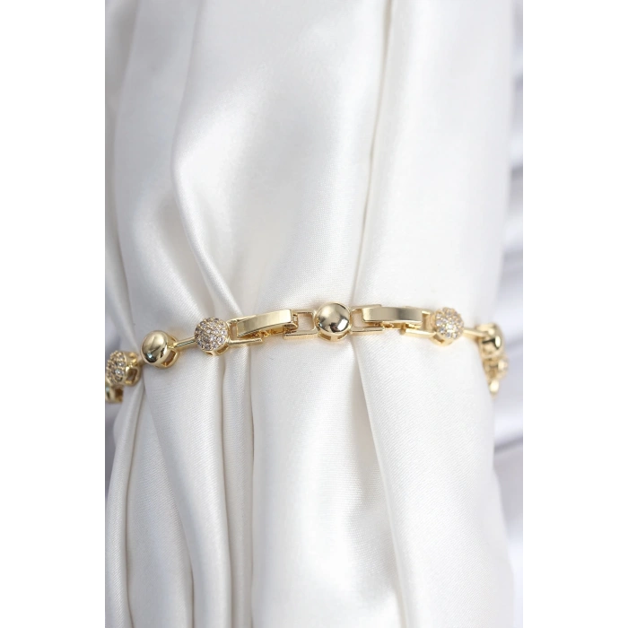 Pirinç VIP Seri Gold Renk Topçuk Model Kadın Bileklik