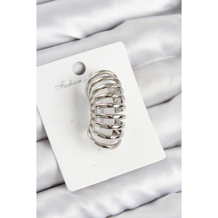 Pirinç Yay Model Gümüş Renk Sağ Kıkırdak Küpe