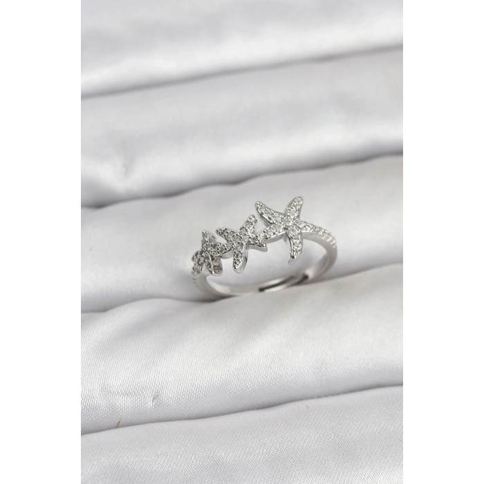 Pirinç Yıldız Model Gümüş Renk Kadın Yüzük