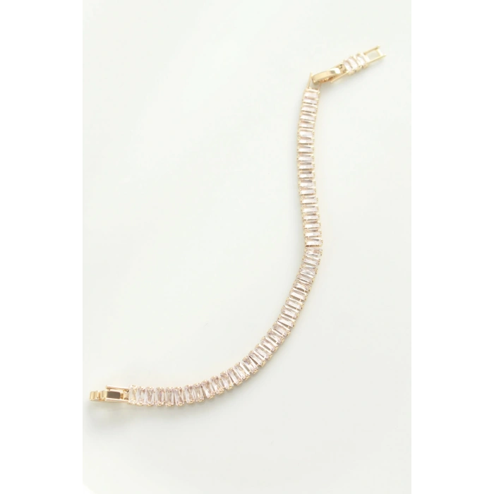 Pirinç Zirkon Taşlı Gold Renk Su Yolu Bileklik