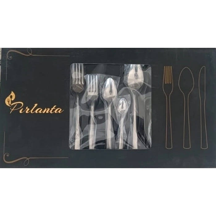 Pırlanta 30 Parça 6 Kişilik Çatal Kaşık Takımı 30 Parça Kutulu Hediyelik Çeyizlik Takım