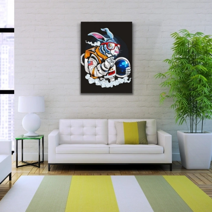 Pop Art Tarzı Astranot Tavşan Kanvas Tablo 50 x 70
