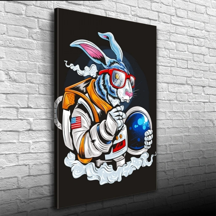 Pop Art Tarzı Astranot Tavşan Kanvas Tablo 50 x 70