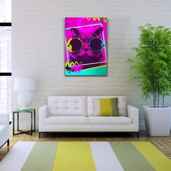 Pop Art Tarzı Eflatun Tonlarda Dekoratif Kanvas Tablo 50 x 70