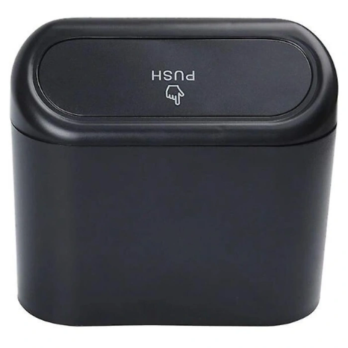 Portatif Araç İçi Taşınabilir Kapaklı Araba Çöp Kutusu Siyah