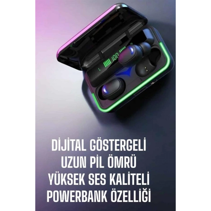 Powerbank Özellikli Kablosuz Bluetooth Kulaklık RGB Işıklı