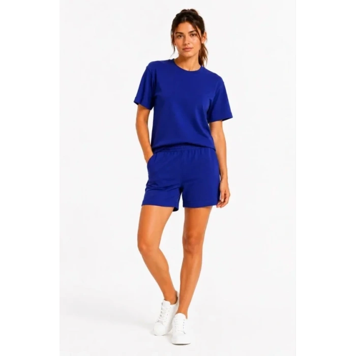 Premium Osy Modal Yumuşak Dokulu Tişört Cepli Şort Alt Üst Takım - Lacivert