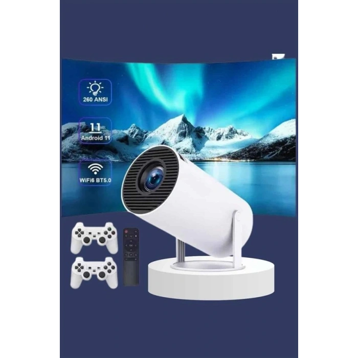 Projeksiyon Cihazı Video Oyun Konsolu Projektör Taşınabilir Ayaklı Çift Kollu 4K Çözünürlüklü