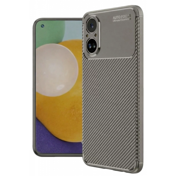 Realme 12 Lite Kılıf Auto Focus Karbon Kapak - Gri