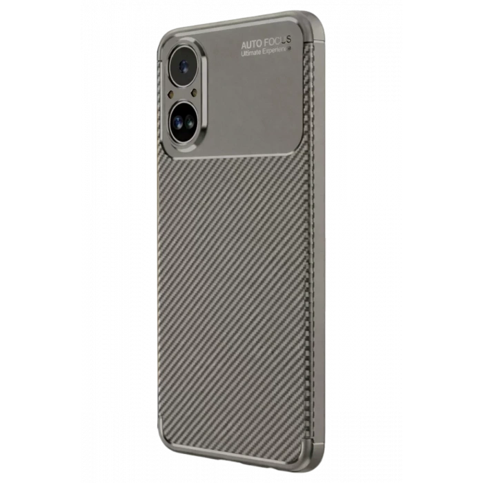 Realme 12 Lite Kılıf Auto Focus Karbon Kapak - Gri