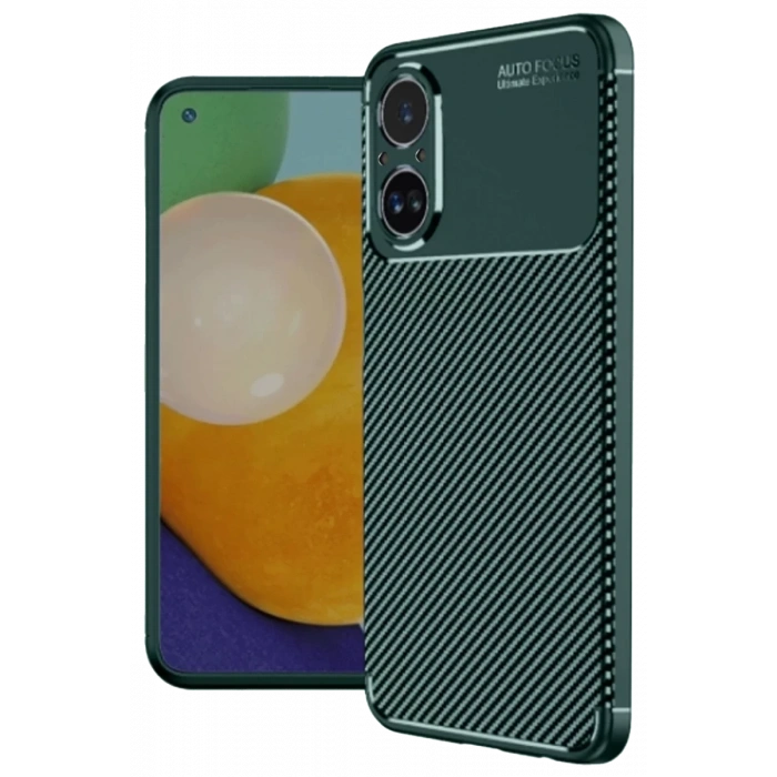 Realme 12 Lite Kılıf Auto Focus Karbon Kapak - Koyu Yeşil