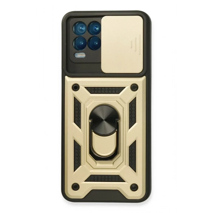 Realme 8 Kılıf Pars Lens Yüzüklü Silikon - Gold