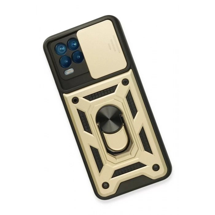 Realme 8 Kılıf Pars Lens Yüzüklü Silikon - Gold