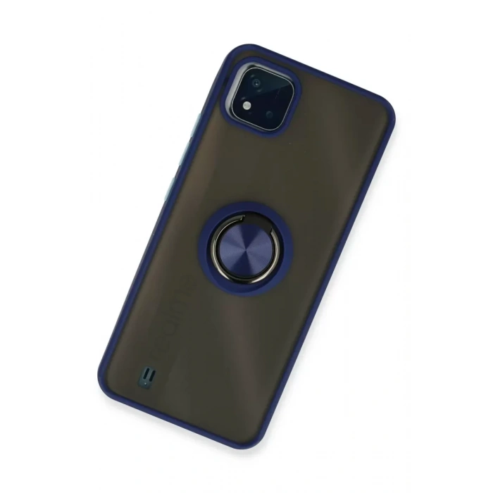 Realme C11 2021 Kılıf Montreal Yüzüklü Silikon Kapak - Lacivert