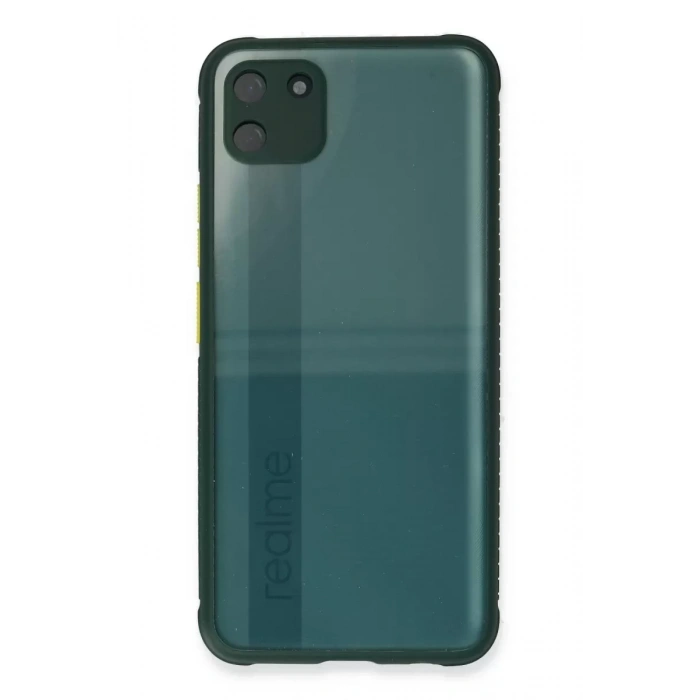 Realme C11 Kılıf Miami Şeffaf Silikon - Koyu Yeşil