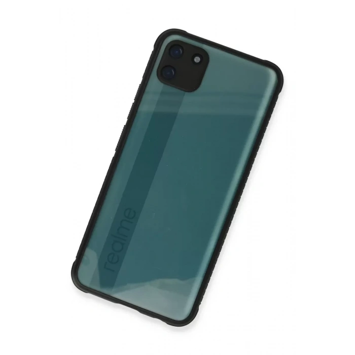 Realme C11 Kılıf Miami Şeffaf Silikon - Siyah