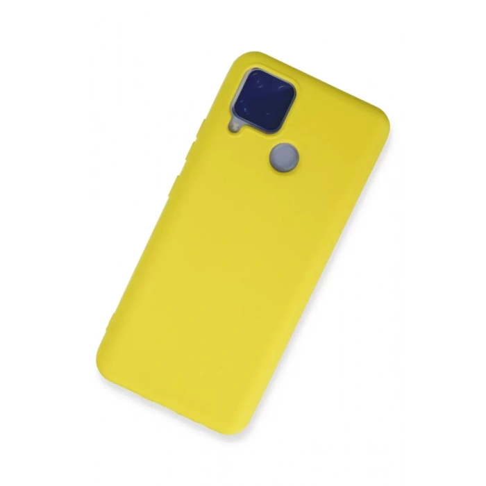 Realme C15 Kılıf Nano içi Kadife Silikon - Sarı