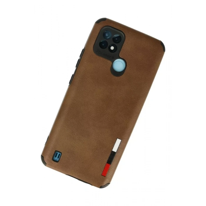 Realme C21 Kılıf Loop Deri Silikon - Kahverengi