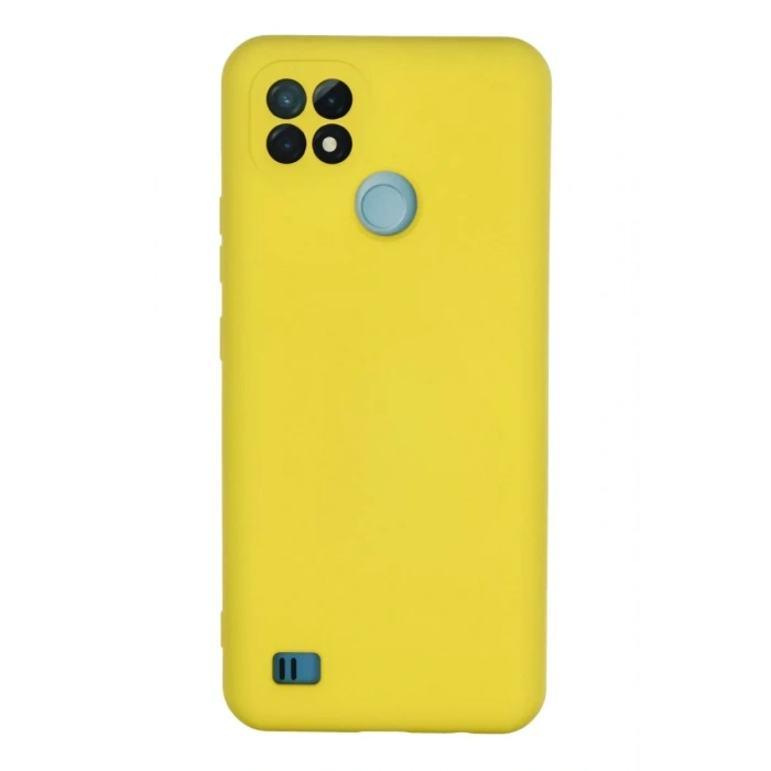 Realme C21 Kılıf Nano içi Kadife Silikon - Sarı