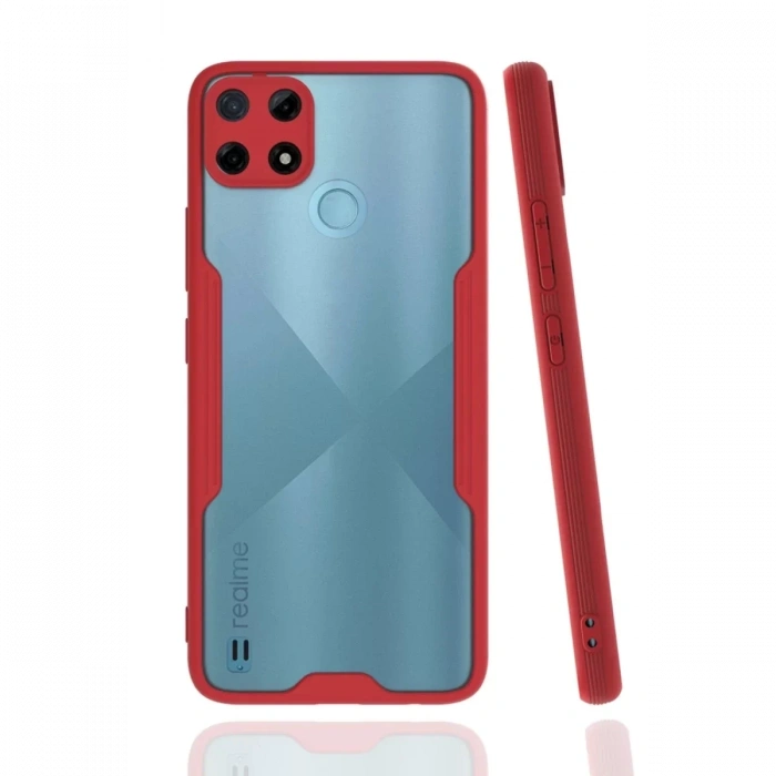 Realme C25Y Kılıf Platin Silikon - Kırmızı
