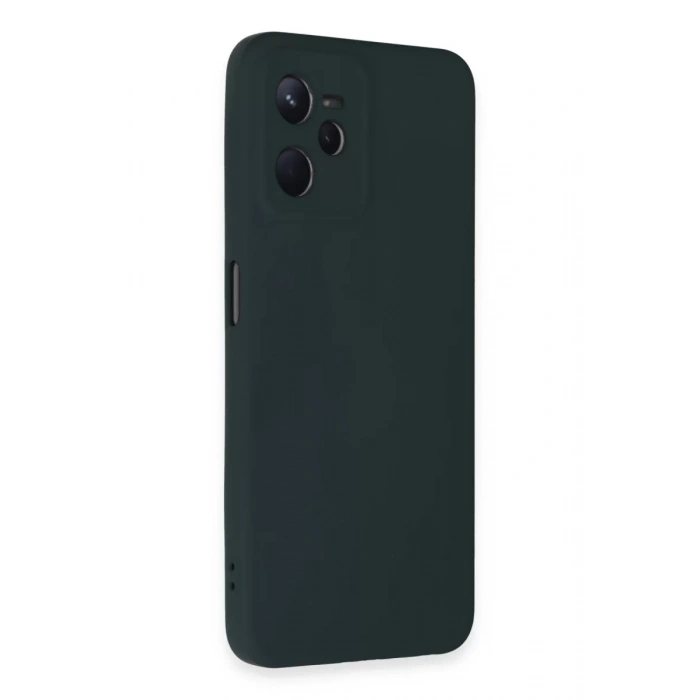 Realme C35 Kılıf Nano içi Kadife Silikon - Koyu Yeşil