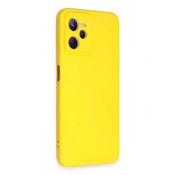 Realme C35 Kılıf Nano içi Kadife Silikon - Sarı