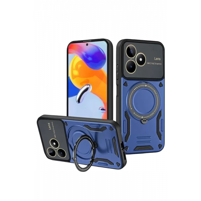Realme C53 Kılıf Joy Lens Standlı Kapak - Lacivert