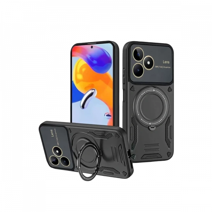 Realme C53 Kılıf Joy Lens Standlı Kapak - Siyah