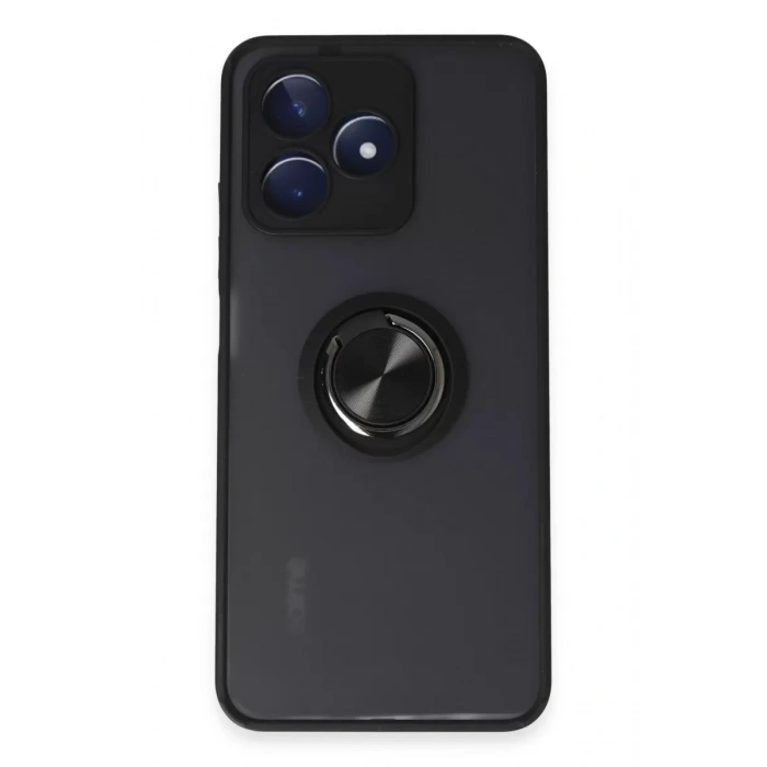 Realme C53 Kılıf Montreal Yüzüklü Silikon Kapak - Siyah