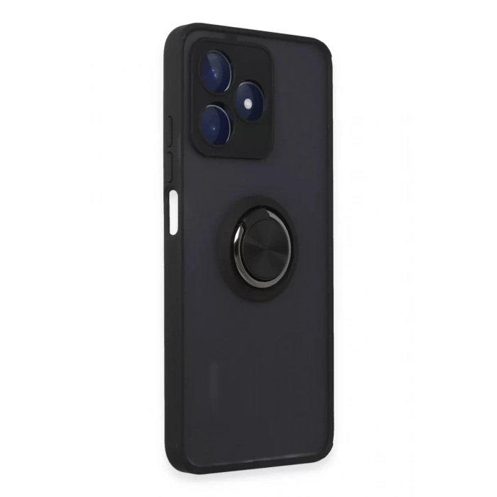 Realme C53 Kılıf Montreal Yüzüklü Silikon Kapak - Siyah