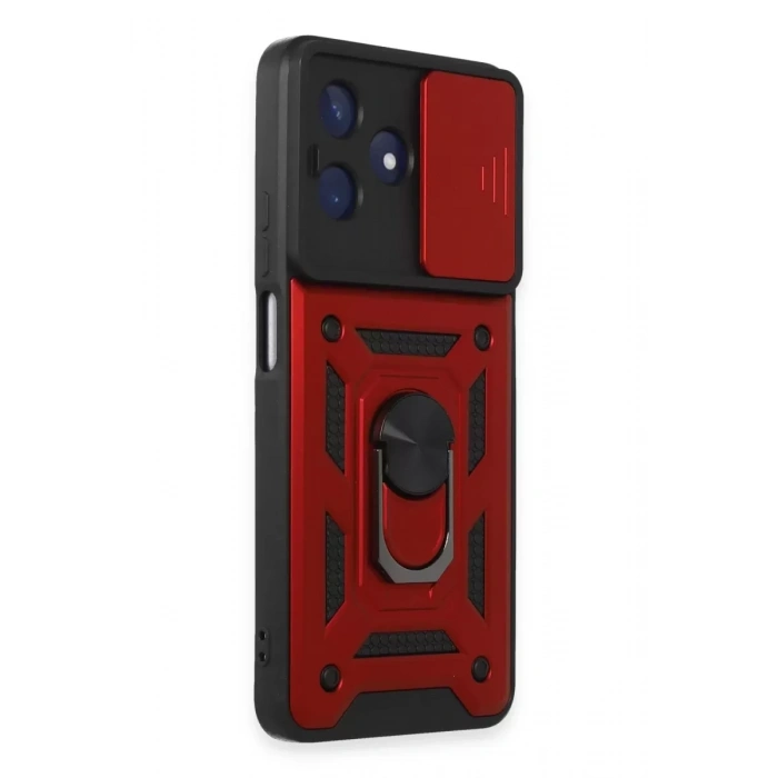 Realme C53 Kılıf Pars Lens Yüzüklü Silikon - Kırmızı