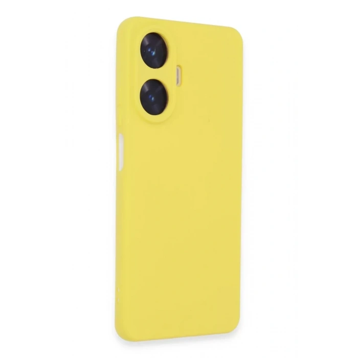 Realme C55 Kılıf Nano içi Kadife Silikon - Sarı