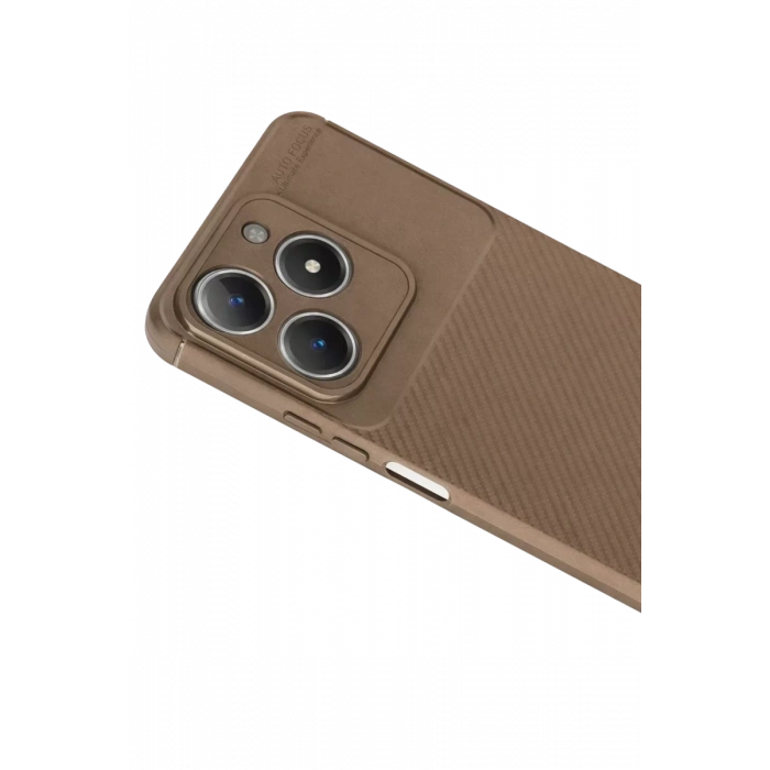 Realme C61 Kılıf Auto Focus Karbon Kapak - Kahverengi