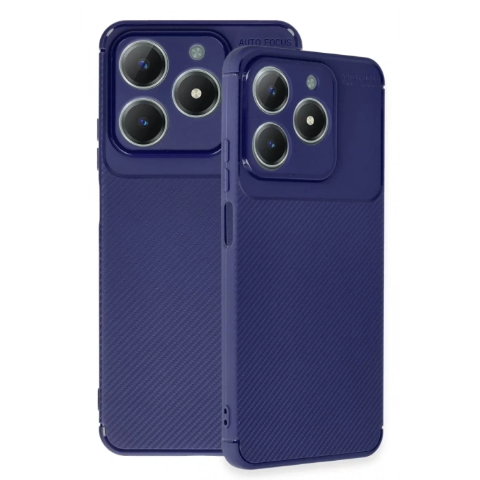Realme C61 Kılıf Auto Focus Karbon Kapak - Lacivert