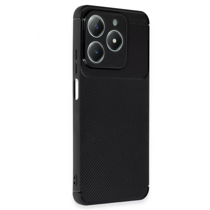 Realme C61 Kılıf Auto Focus Karbon Kapak - Siyah