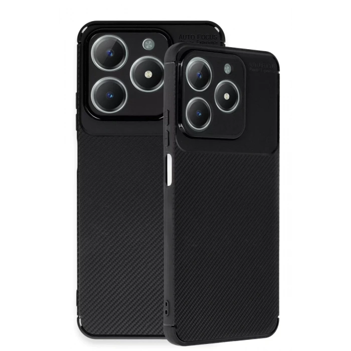 Realme C61 Kılıf Auto Focus Karbon Kapak - Siyah