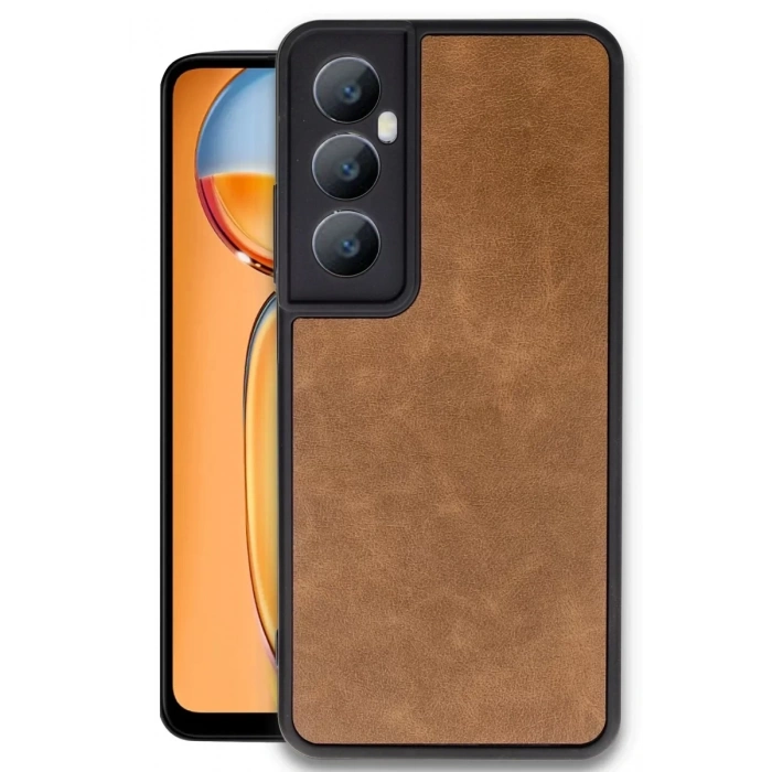 Realme C65 Kılıf Aras Deri Kapak - Taba