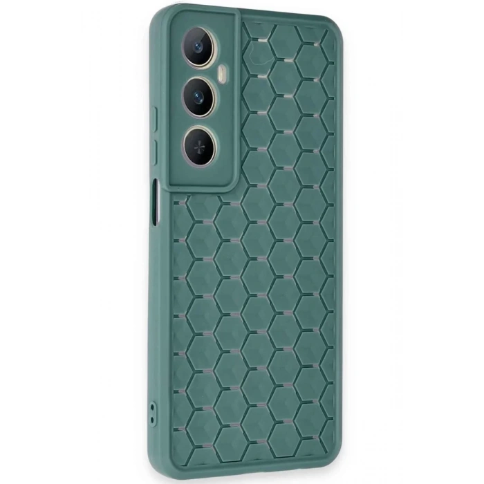 Realme C65 Kılıf Petek Silikon Kapak - Koyu Yeşil