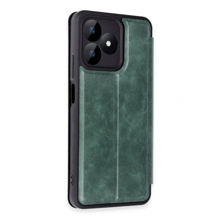 Realme Note 50 4G Kılıf Flip Cover - Koyu Yeşil