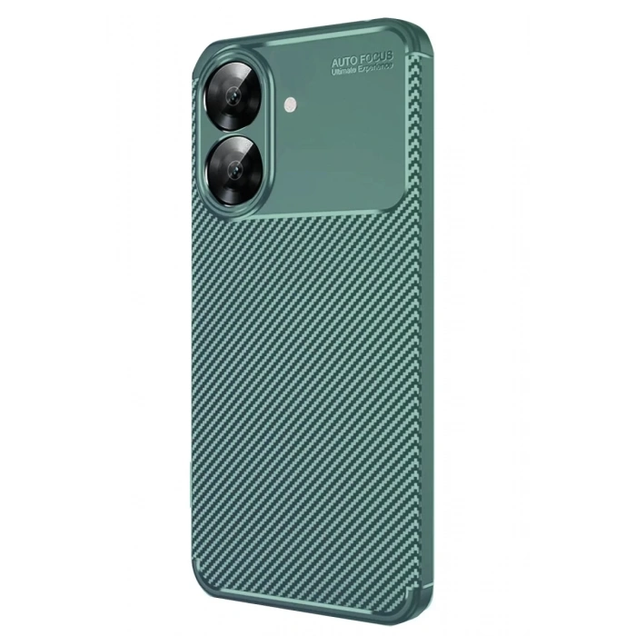 Realme Note 60 Kılıf Auto Focus Karbon Kapak - Koyu Yeşil