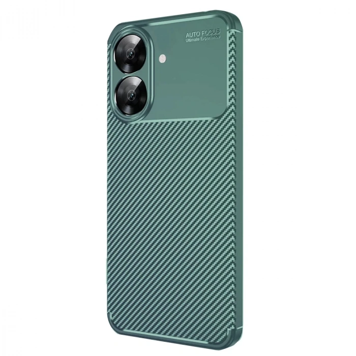 Realme Note 60 Kılıf Auto Focus Karbon Kapak - Koyu Yeşil