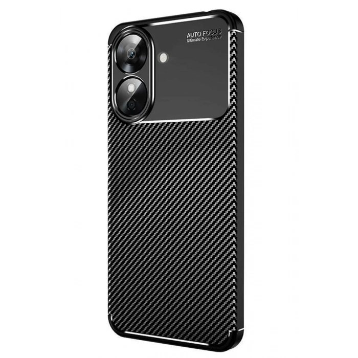 Realme Note 60 Kılıf Auto Focus Karbon Kapak - Siyah