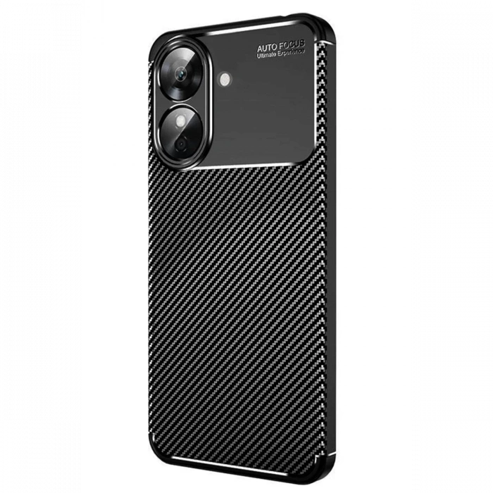 Realme Note 60 Kılıf Auto Focus Karbon Kapak - Siyah