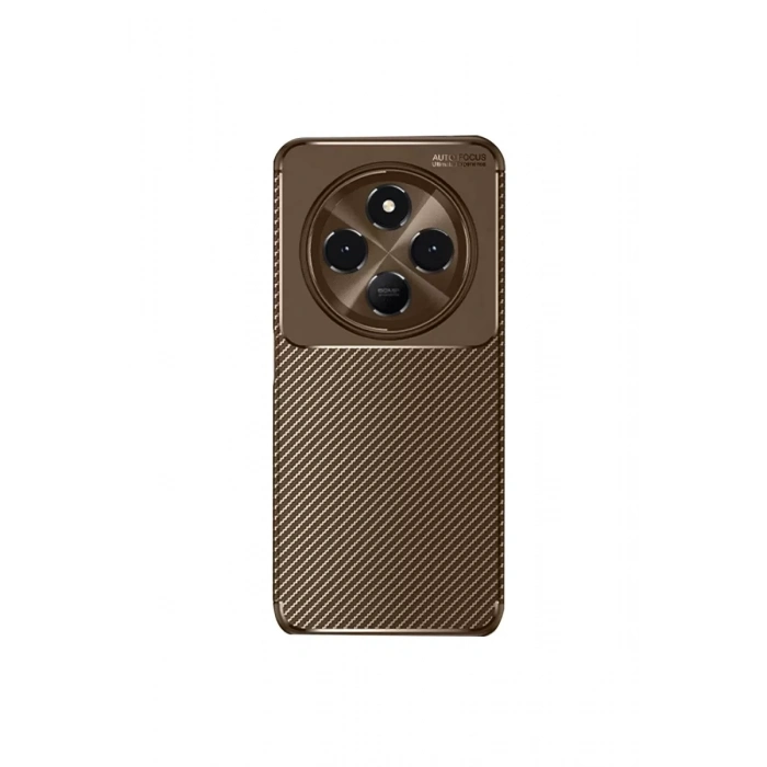 Redmi 14C Kılıf Auto Focus Karbon Kapak - Kahverengi